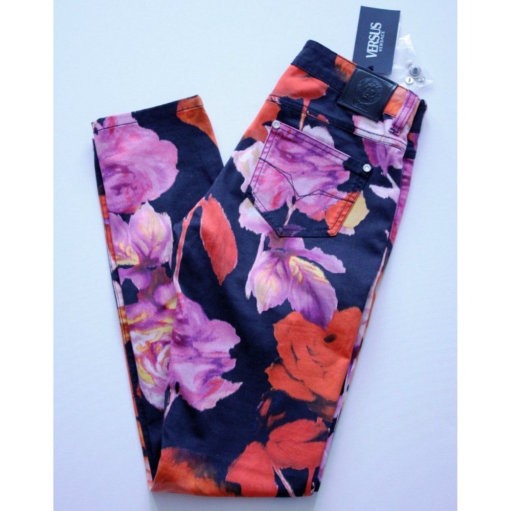 $325 VERSUS by Versace Jeans FLORAL Donna Print SKINNY Denim SLIM Italy ( 27 )